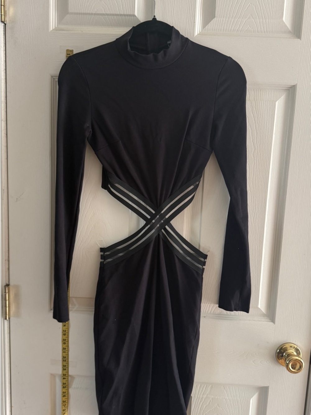 Charlotte Russe Black Long-Sleeve Cutout Bodycon Dress